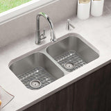 AWOKE Silicone Sink Protectors for Kitchen Sink, 12" x 11" Mat for bottom of sink, Center Drain Hole, Protect from Stains, Scratches, Dishwasher Safe Grid for Kitchen (2 Pack, Gray)