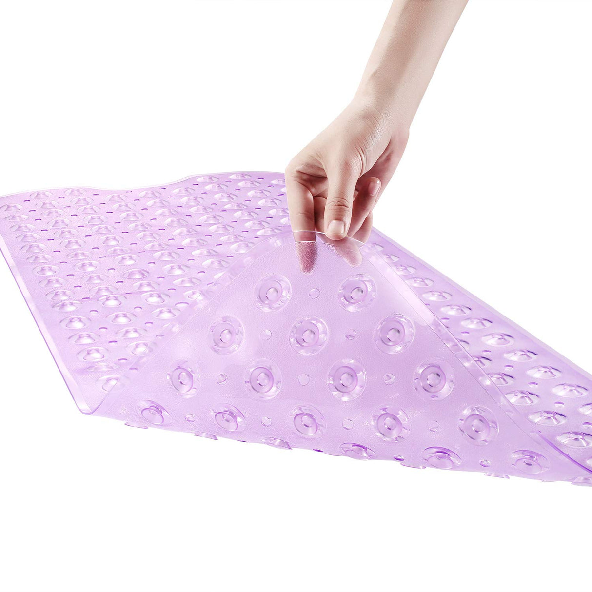 YINENN Bath and Shower Safety Mats 40x16 inch, Non Slip with Suction Cups for Bathroom Stall and Tub Floor, Extra Large and Machine Washable, Drain Holes Keep Bathtub Clean, Purple