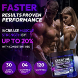 AEQNJV Creatine Gummies Monohydrate Complex for Men & Women, 9000MG Creatine Pre-Workout Supplement Enhance Muscle Strength Recovery Cognitive Health & Memory, 120 Gummies Sugar Free Vegan Non-GMO