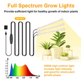 LED Grow Light Strips, Grow Lights for Indoor Plants Full Spectrum 3000K, Plant Light Bar with 3/9/12H Timer, 10 Dimmable Levels for Seedling Succulent,Best Match for Plant Shelf(3 Head×2 Pack)
