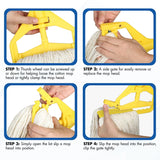 KULED Heavy Duty Industrial Mop, Commercial Cotton Mop with 59 Inch Handle, Looped-End String Wet Mops with 2 Heads for Floor Cleaning, Workshop, Warehouse, Home and Garage