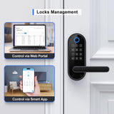 Bluetooth Fingerprint Smart Lock with Handle & Keypad – Fits Most US Doors, DIY Install, Keyless Entry: Code, FOB, Auto-Lock. Ideal for Home, Airbnb, Rental, Kids, Seniors. Alexa & Google Compatible