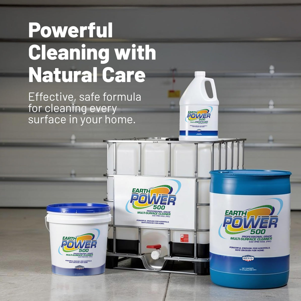 Earth Power Hypochlorous Acid 500 PPM Multipurpose Cleaner – Natural & Non-Toxic – Tile, Refrigerator, Shower, Countertop & Floor Cleaner – Family, Food & Pet Safe Cleaning Supplies – 1 Gallon