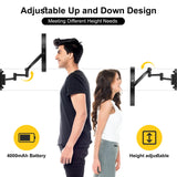 IMIKONA 9" Wall Mounted Lighted Makeup Mirror,4000mAh Rechargeable Double Sided 1X/10X Magnifying Mirror with Light,3 Color Lights,Touch Dimmable,Extended Arm 360 Rotation Wall Mounted Makeup Mirror