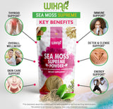 Wixar Wildcrafted Sea Moss Powder – (8 Ounces) – Natural Irish Sea Moss and Bladderwrack with Burdock Powder - Thyroid Support, Healthy Skin, Keto Detox, Joint Support Alkaline Supplements