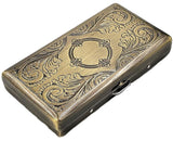 Cigarette Case Victorian Style Metal Holder for Regular, King and 100's Size Pocket Protective Security Wallet (ES100-AB, Antique Brass)