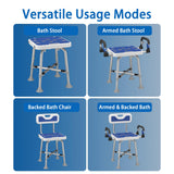 Shower Chair with Arms and Back for Seniors Elderly Handicap Disabled Or Bariatric Adults Heavy Duty 500 Lbs Adjustable Stool Bench Seat for Inside Shower Stall and Bathroom Bath Tub Chairs