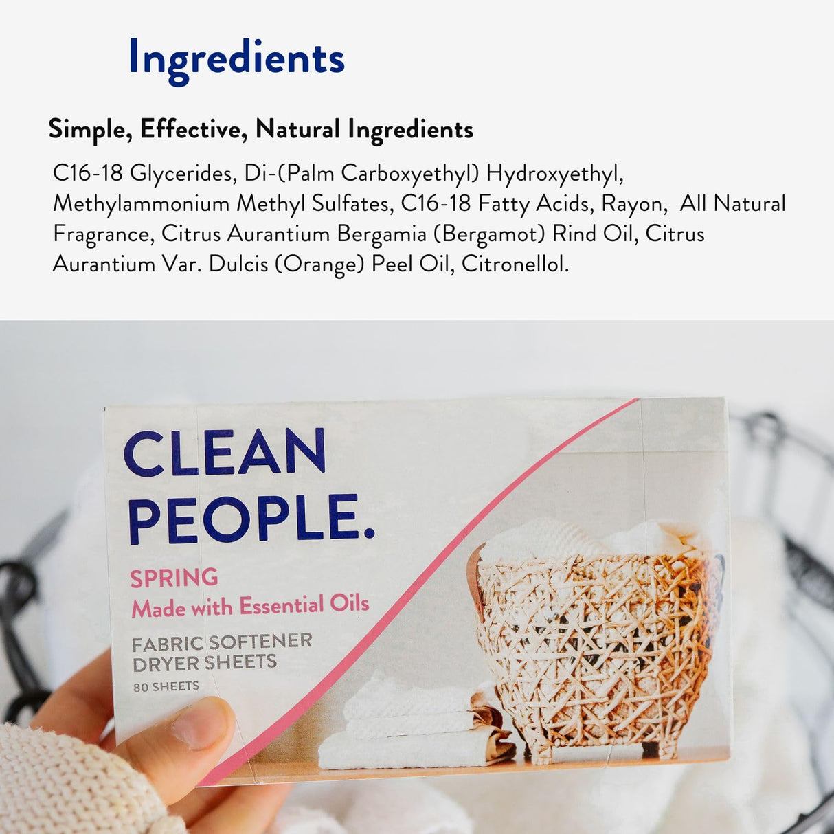 The Clean People Fabric Softener Sheets - Dryer Sheets - Softens & Removes Static Cling - Vegan Laundry Softener, Essential Oils - Spring 360 Pack