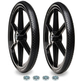 BAIVE BW 20" Flat Free Wheelbarrow Tires with 4Pcs 5/8" Bearing, Pu Flat Free Wheels Compatible with 2.44" Centered Hub for rubber-maid Garden Carts, Garden Trailers, Roofing Equipment