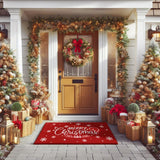 LuxUrux Premium Christmas Door Mat Outdoor - Elegant Coir Holiday Door Mat, Absorbent and Non-Slip for Outdoor Entrances Front Door (17'' x 30'' Merry Christmas.)