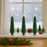 Boribim Christmas Decorations Indoor - 4 PCS Christmas Tree Candles with Remote and Timer - Flameless Christmas Taper Candles - Battery Perated Green LED Candlesticks for Christmas Home Decor