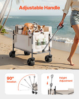 VEVOR 3-in-1 550lbs/220L Large Collapsible Folding Wagon, Convert to Bench, Foldable Beach Wagon with Wheels for Sand, Outdoor Utility Wagon for Groceries, Camping, Sports, Shopping
