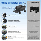 Beach Wagon with Big Wheels for Sand - 450lbs Load Heavy Duty Wagons Carts Foldable with 9" All Terrain Inflatable Tires, Collapsible Beach Cart for Grocery Shopping Garden Sports Camping Outdoor