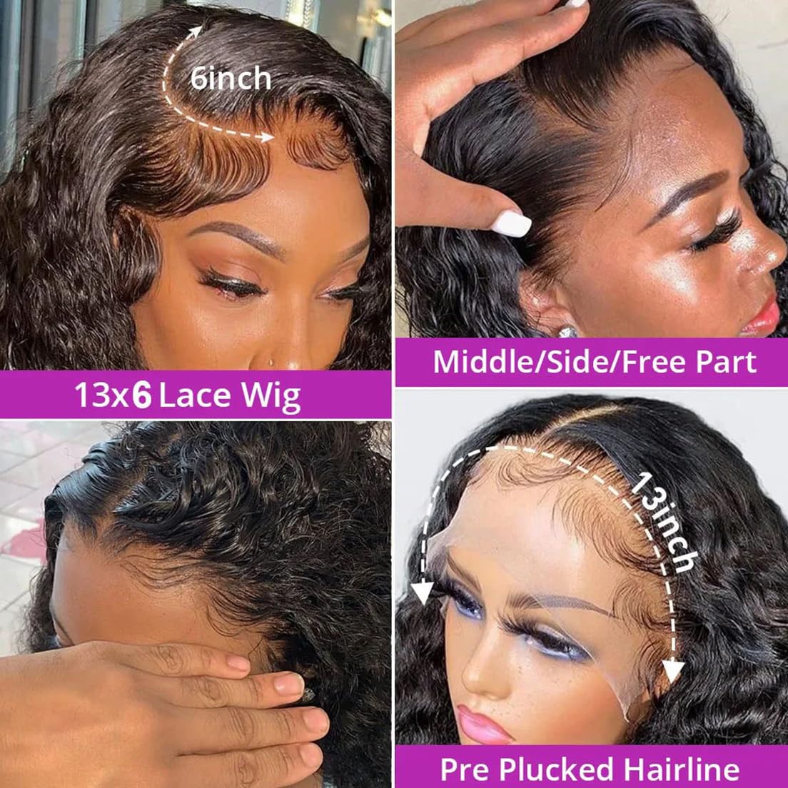 200 density 13x6 deep wave lace front wigs human hair HD Lace Curly Wigs for Black Women Pre Plucked with Baby Hair 13x6 HD Frontal Human Hair Lace Front Wigs for Women (13x6 Deep Wig, 30 Inch)