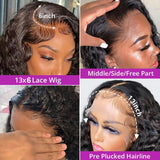 200 density 13x6 deep wave lace front wigs human hair HD Lace Curly Wigs for Black Women Pre Plucked with Baby Hair 13x6 HD Frontal Human Hair Lace Front Wigs for Women (13x6 Deep Wig, 30 Inch)