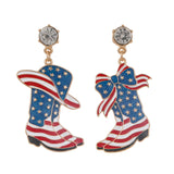 Madison Tyler 4th of July Western Boot Earrings for Women Patriotic Jewelry