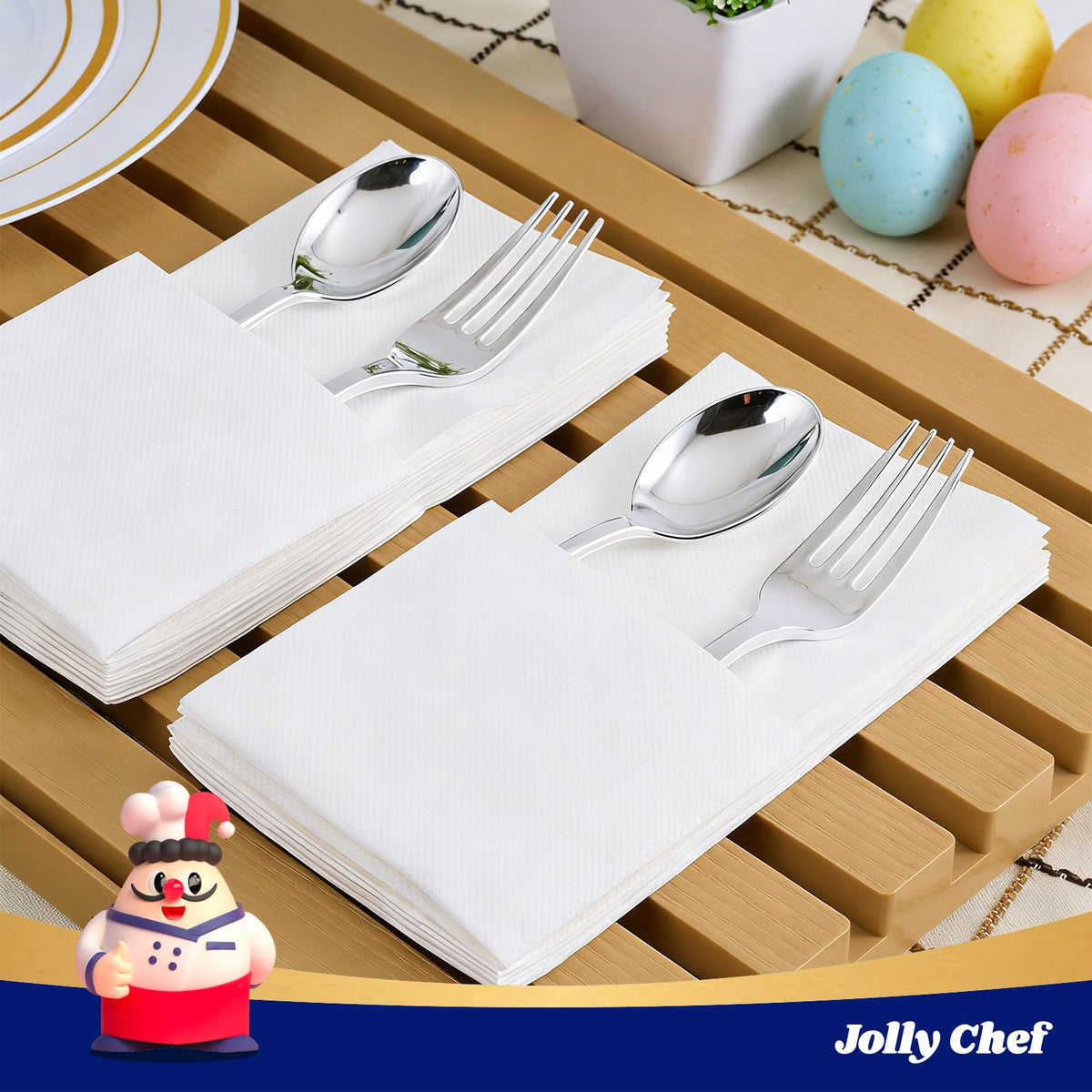 JOLLY CHEF 200 Pack Bathroom Paper Napkins Disposable Guests Hand Towels