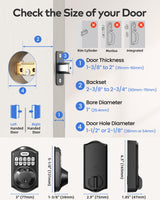 TEEHO TE012W WiFi Smart Lock, Fingerprint Door Lock with Built-in Wi-Fi, Keyless Entry Keypad Smart Deadbolt, App Remote Control, Alexa Compatible, IP55 Waterproof for Front Door – Matte Black