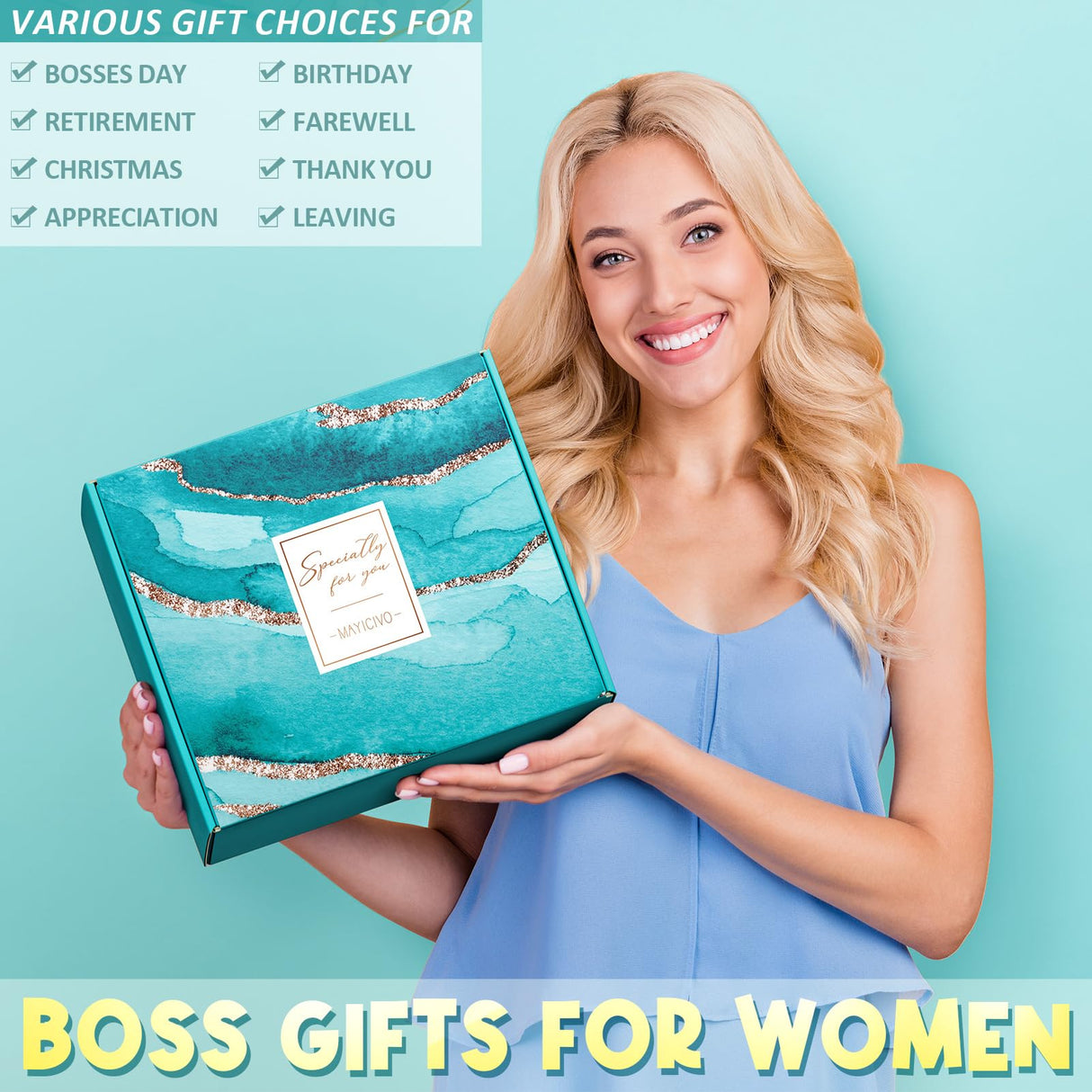 Boss Day Gifts for Her Women, Best Boss Lady Gifts for Women Cool Bosses Gift Basket for Female, Funny Thank You Bosses Lady Appreciation Birthday Christmas Farewell Gift Set with Canvas Tote Bag