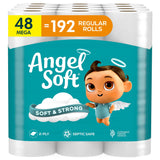 Angel Soft Toilet Paper, 48 Mega Rolls = 192 Regular Rolls, Soft and Strong Toilet Tissue