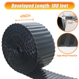 Quibbay Corrugated Metal Garden Edging, 4"×100Ft Landscape Edging Border for Lawn, Flower Bed and Garden, Flexible Lawn Edging for DIY Tree Surrounds Borders and Landscaping, Black