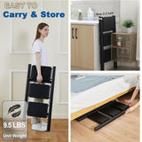 Double Elite Folding 3 Step Ladder, Sturdy 330 Lbs Load Small Step Stool for Adults, Safer Full Steel Multi-use Kitchen Ladder for Home, Closet Step Stool Ladder with Wide Pedals, Black, 3-Step