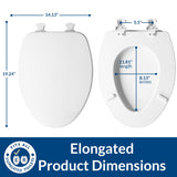 CHURCH Toilet Seat, Easy Clean Hinges Release for Deep Cleans, Durable Enameled Wood Seat, Elongated, White