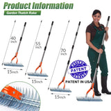 Thatch Rake for Lawn with Adjustable Handle Heavy Duty Steel Lawn Rake