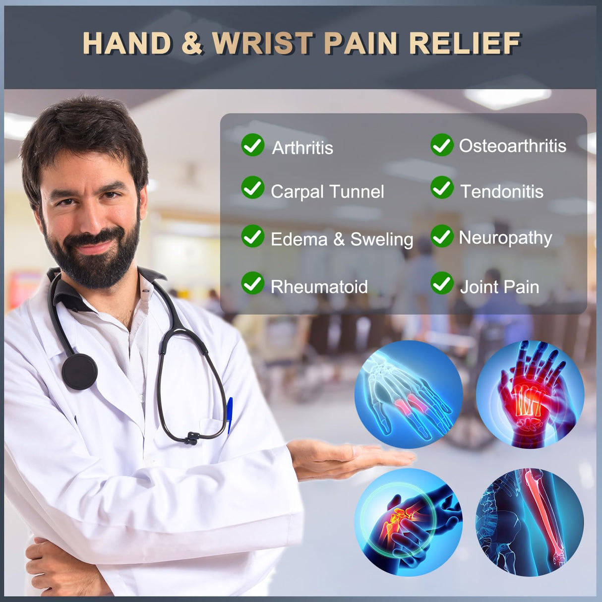 Zuscot Long Copper Compression Arthritis Gloves for Women & Men, Medical Arm & Hand Compression Gloves, Fingerless Pressuse Gloves, Hand Support Sleeves for Carpal Tunnel, Lymphedema, Hand Pain, Edema