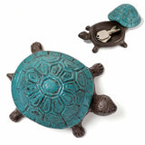 Ionela Spare Key Hiders Outside Cast Iron Turtle Hidden Key Holder for Outside Hide A Key, Antique Blue