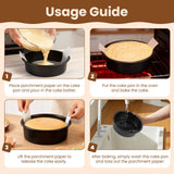 tutikuki 9 Inch Cake Pan Set of 2 - Nonstick Carbon Steel Round Cake Baking Pans with Parchment Paper, Dishwasher Safe, Durable for Large Layer Cakes, Birthday & Christmas Baking