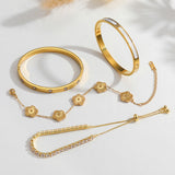SEADAY 18K Gold Plated Bangle Bracelets for Women, 4Pcs Gold Bracelet Set