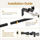 YaFex Curtain Rods 32-144 Inch, Heavy Duty 1 Inch Adjustable Curtain Rod for Windows, Black Extra Long Window Treatment Rods, Modern Design, Easy Installation