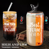 Purpeak 12 Set Employee Appreciation Gifts Christmas Appreciation Cups for Team Thank You Gifts Glass Cups for Staff Coworker 16 oz Can Shaped Beer Glass with Lids Straws Brushes(Mixed Style)