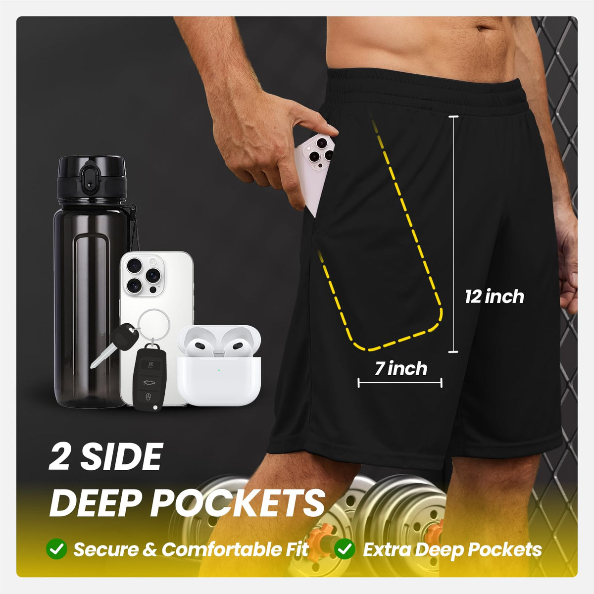 BALENNZ Mens Athletic Shorts with Pockets Quick Dry Workout Shorts Men5BL