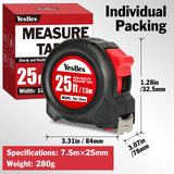 Tape Measure 25 ft, 5 Pack Bulk Easy Read Measurement Tape, Self-Locking Measuring Tape Retractable 1-Inch Wide x 25 ft