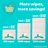 Pampers Baby Wipes, Sensitive, Water Based Wipe, Clinically Proven, Hypoallergenic, and Unscented for Babies, 1008 Wipes Total (12 Flip-Top Packs)