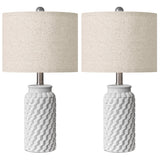 USumkky 20.5" White Modern Ceramic Bedside Lamps Set of 2, Small Table Lamp for Bedroom Decor Farmhouse Nightstand Lamp for Living Room Office