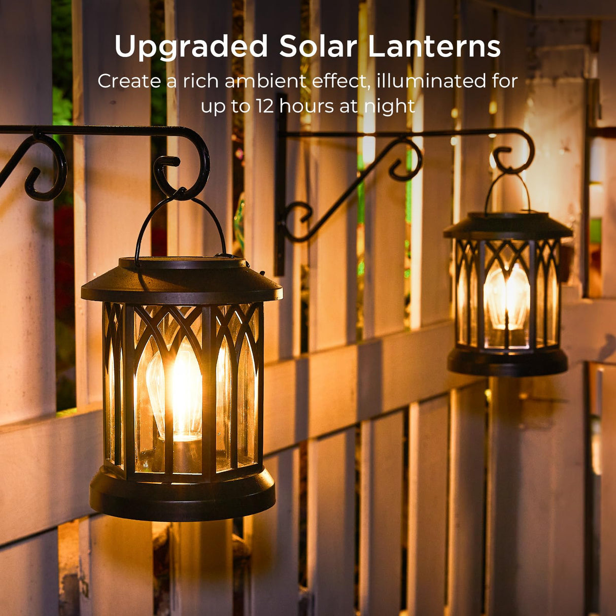 WdtPro 4 Pack Solar Lantern Outdoor Lights, Upgraded Bright Solar Lanterns Outdoor Waterproof, Hanging Solar Powered Lantern Over 12Hrs Lights for Outside Garden Yard Patio Tree Path Decor