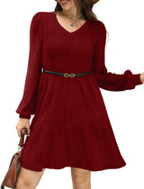Sampeel Holiday Dresses for Women Elegant Sweater Party Dress Christmas Outfits 2025 Red L