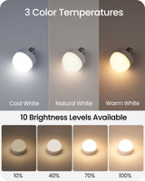 GOEBLESON Rechargeable Light Bulbs with Remote Control 2 Packs, Battery Operated Light Bulbs with Timer & 3 Color Temperature, Detachable Wireless LED Bulb for Lamp, E26 Base, Non-Hardwired, W01YBP206