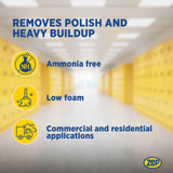 Zep Heavy-Duty Floor Stripper Ammonia Free Concentrate - 1 Gallon (Case of 4) ZULFFS128 - Dissolves and Removes Polish from Hard Floors, Use on Vinyl (VCT), Concrete, Rubber
