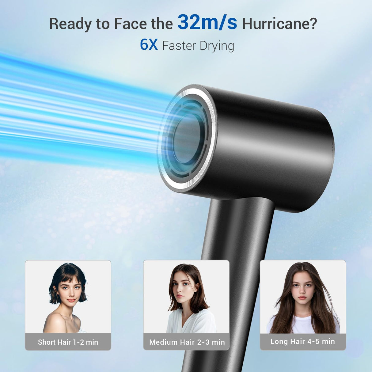 Hair Dryer with Diffuser, Hyspeedh Low Noise Blow Dryer with Fast Drying, 0.86lb Lightweight Travel Hair Dryers for Women, 1.5 Billion Plasma, Smart Thermo Control, Strong Magnetic Diffuser