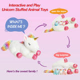 Vposyako 5 Pieces Unicorn Toys Stuffed Animals for Girls, 1 Mommy Unicorn with 4 Babies, Soft Plush Toys Gifts for Girls 3 4 5 6 7 8 9 Years, Kids, Children, Christmas, Birthday, Valentine's