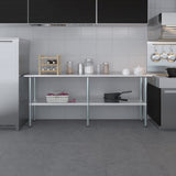 AmGood 18 in. x 84 in. Stainless Steel Work Table | Metal Kitchen Food Prep Table | NSF