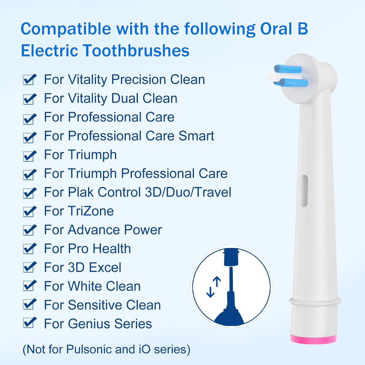 16pcs Interspace Replacement Heads Compatible with Oral B Electric Toothbrushes for Cleaning Crevices, Bridges and Implants.