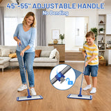 Microfiber Flat Mop for Hardwood Floors Cleaning with 55" Adjustable Handle