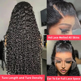 13x6 Water Wave Lace Front Wigs Human Hair Wigs 10A 30 Inch 250 Density HD Transparent Wet and Wavy Lace Front Wigs Human Hair Glueless Deep Curly Lace Frontal Wigs Human Hair Pre Plucked for Women