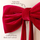 Christmas Decorations - Christmas Decor - 6 Ft Giant Bows for Christmas Tree - Big Red Velvet Bow for Tree Topper Window Wall Mantle - Indoor Home Room Party Valentines Xmas Decoration