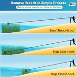 Floating Lake Rake, Leaf Collector for Gardening, 36" Aluminum Landscape Rake with Adjustable Handle, 33FT Rope & Float, Weed Algae Removal, Multifunctional Detachable Aquatic Weed Rakes